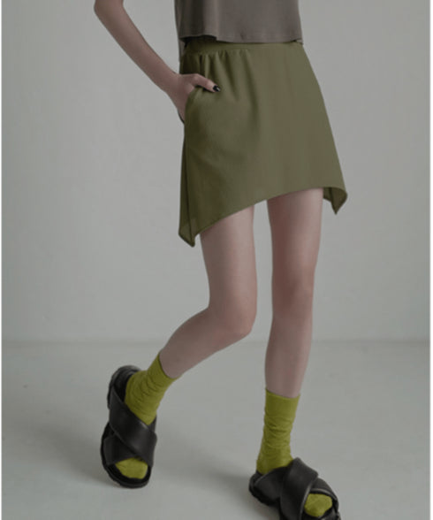 Asymmetric Skirted Flare Pants